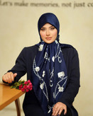 روسری زنانه ابریشم توییل وارداتی قواره ۱۴۰ زنجیری سرمه ای
