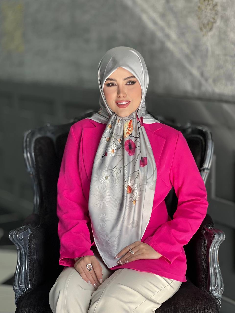 روسری ابریشم بابونه