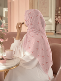 روسری زنانه نخی صورتی پینترستی قواره ۱۴۰ خنک