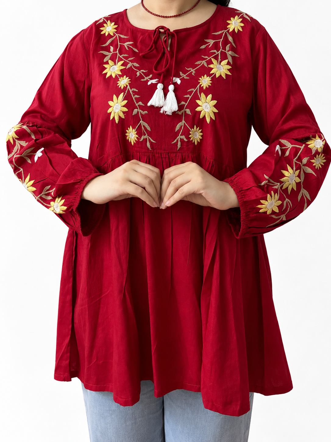 تونیک نخی گلدوزی‌دار زنانه